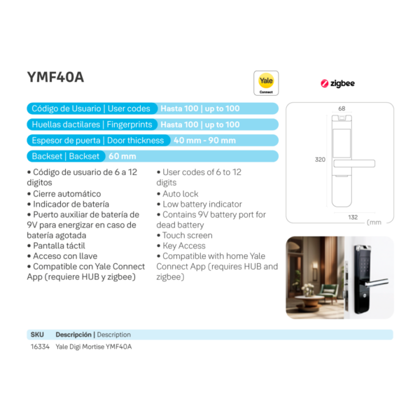 Cerradura digital YMF40A - Imagen 5