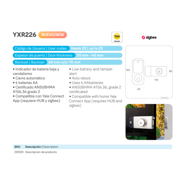 Cerrojo Digital YXR226 - Imagen 4